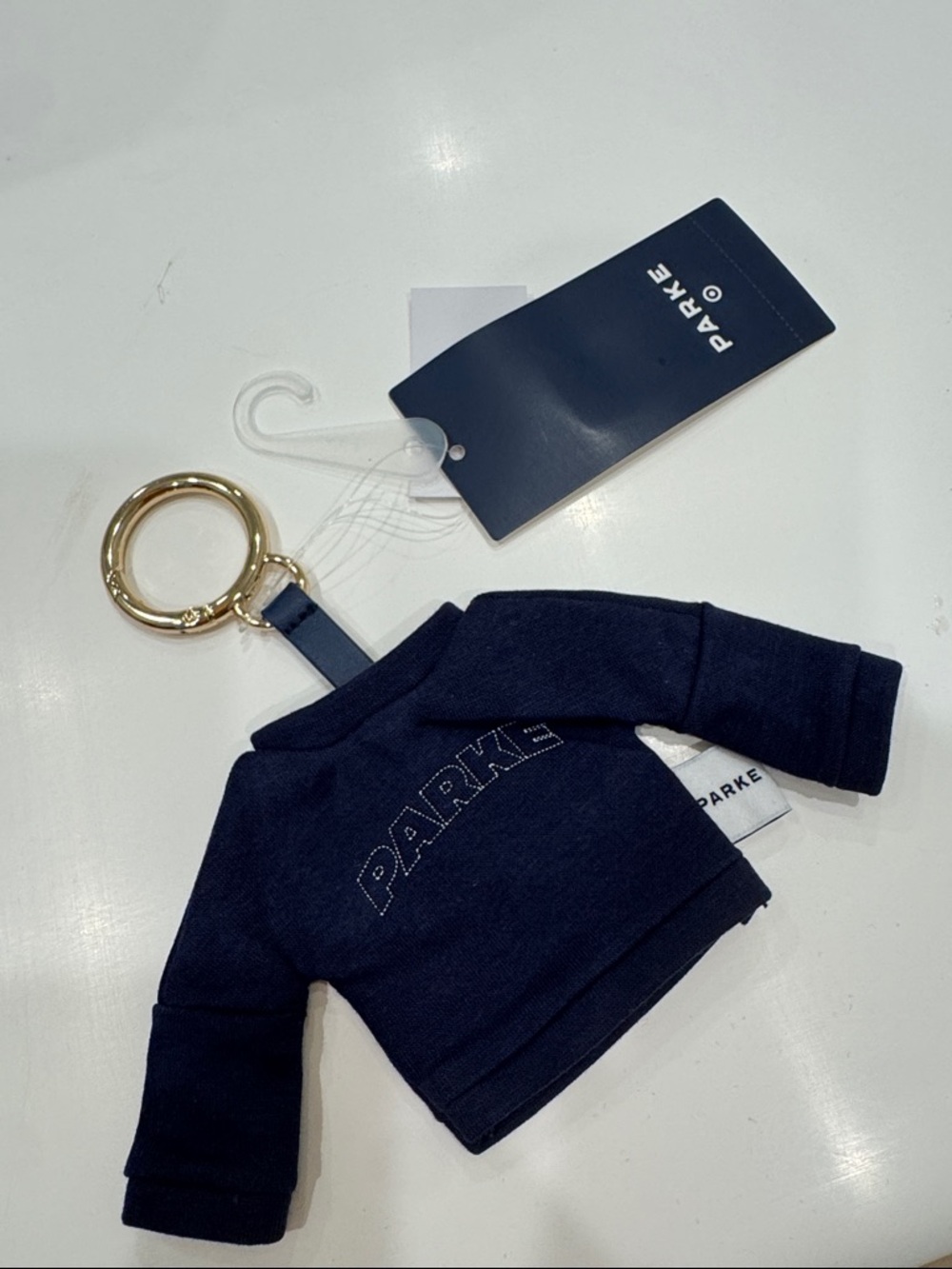 PARKE Navy Mini Sweatshirt Keychain NWT
